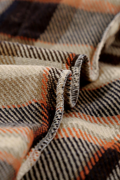 Oranje shacket met geometrische geruite print