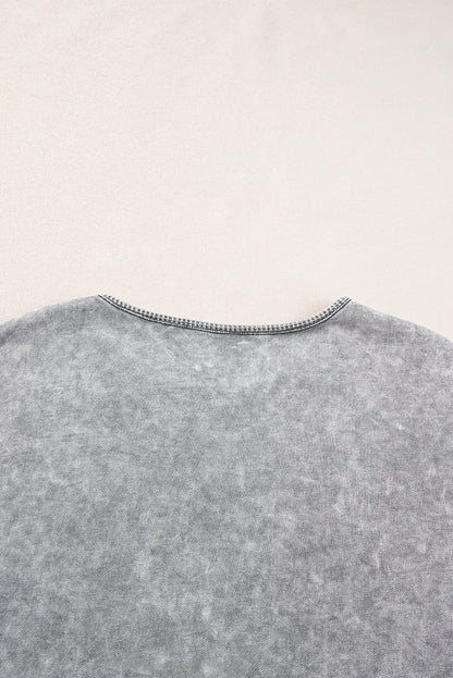Filippijns grijs mineraal gewassen oversized T-shirt met zichtbare naad en verlaagde schouder