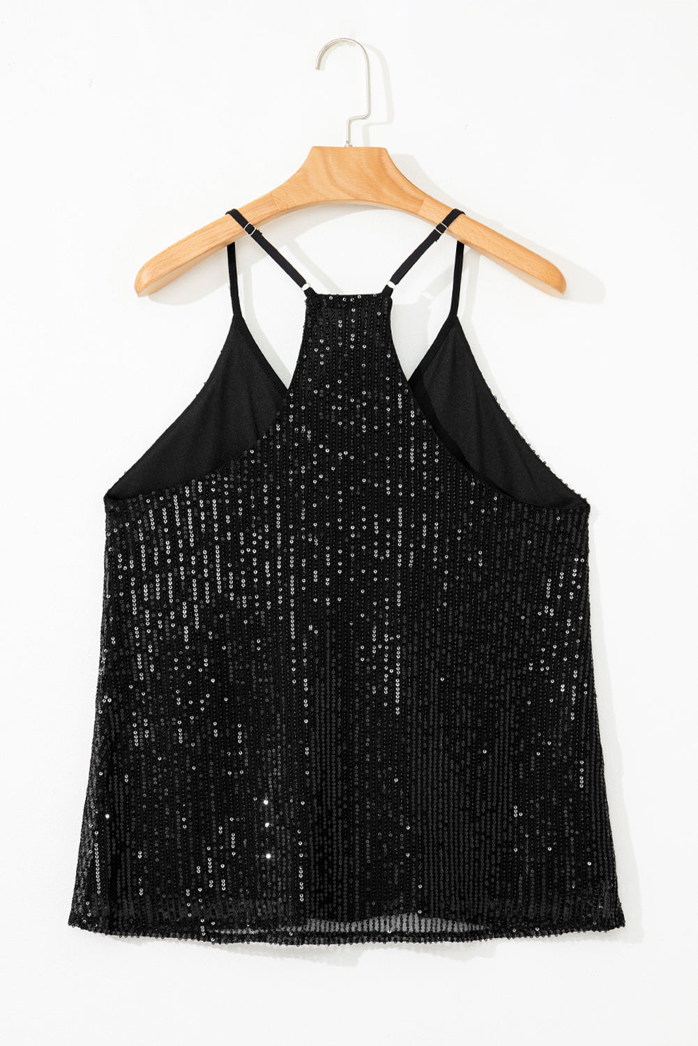 Zwarte racerback tanktop met pailletten