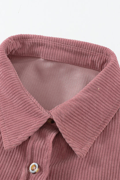 Roze corduroy overhemd met knoopzak