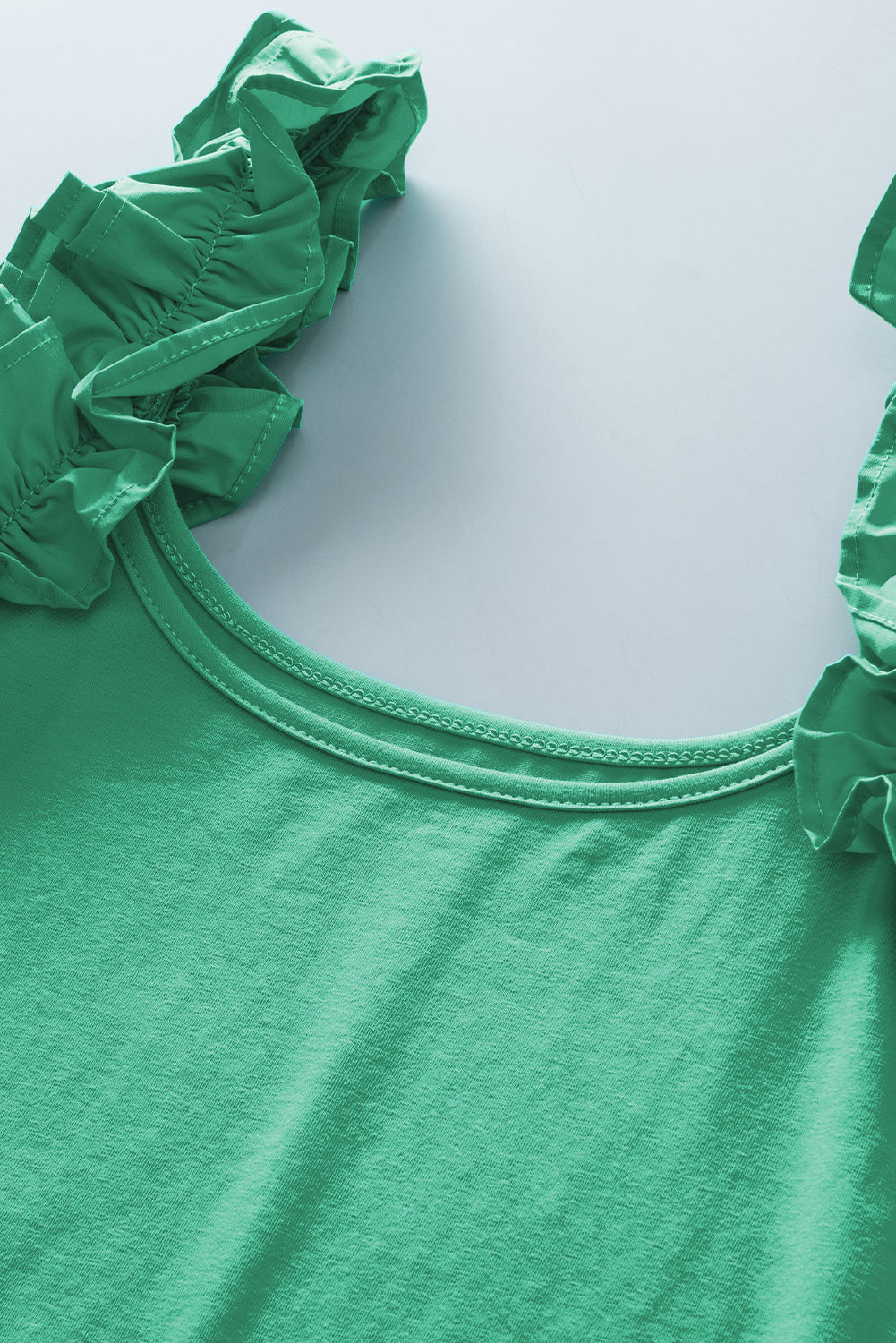Mintgroene slanke tanktop met ruches en brede bandjes