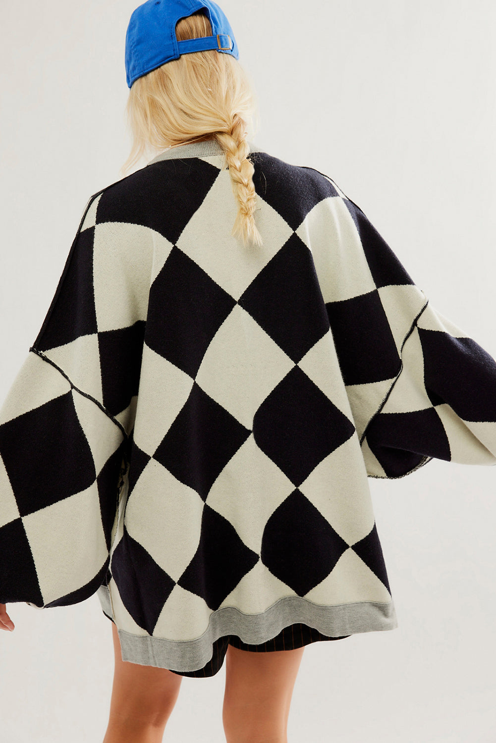 Zwart colorblock los vest met knoop en knoop