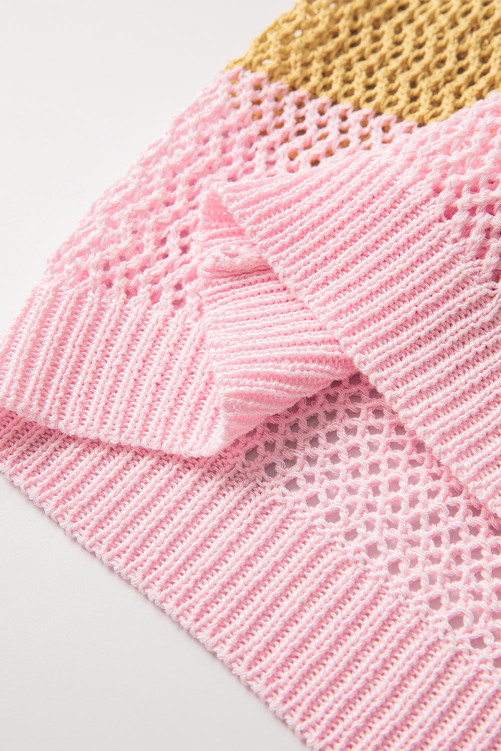 Roze gestreept gehaakt kapmouw losvallend trui-T-shirt