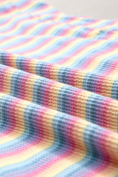 Roze gestreepte regenboog T-shirt met kwastjes en wijde pijpen broekenset