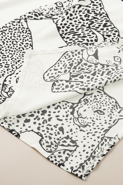 Witte Cheetah-print losse pasvorm open voorkant kimono
