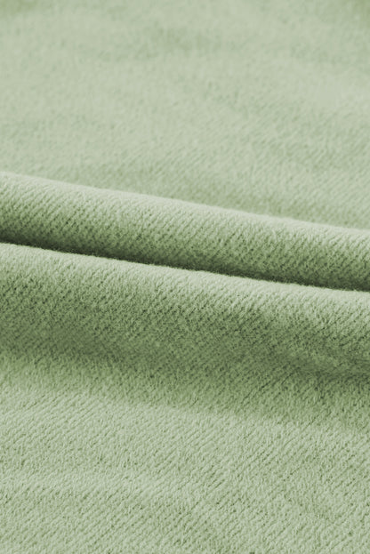 Smoke Green Fleece Lined Zip Up Stand Collar Thumbhole Sleeve Sweatshirt