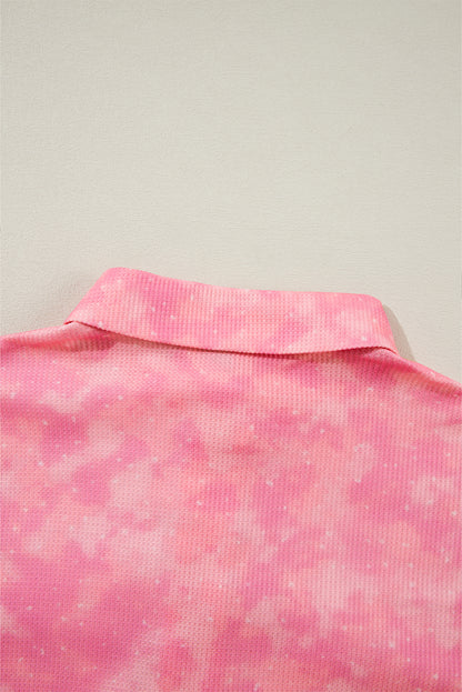 Abrikoosroze minerale wassing met pailletten en patchwork met klepzak