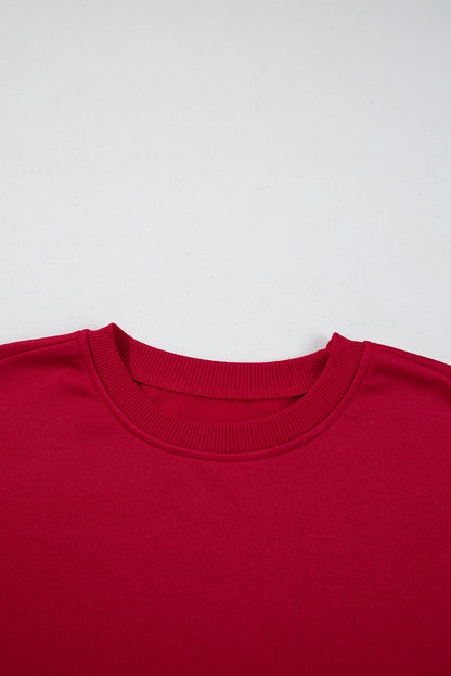 Fiery rood contrast boogdecor laten vallen mouw Crewneck sweatshirt