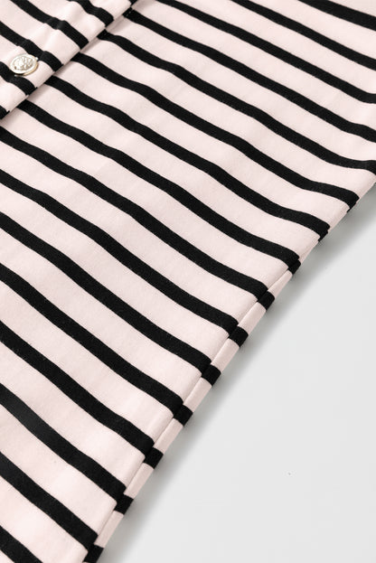 Wit gestreepte mouwloze maxi-jurk met knoopsluiting