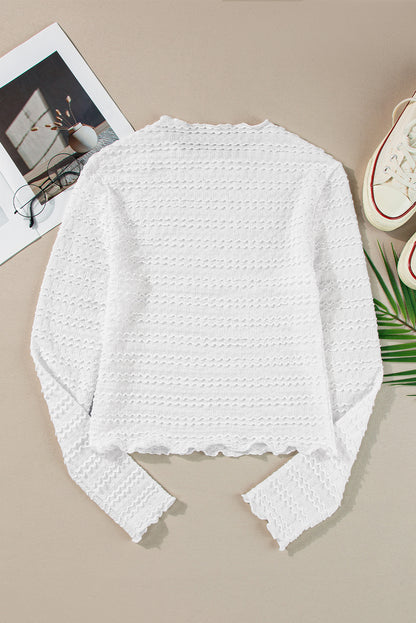 Witte gebreide jacquard slim-fit top