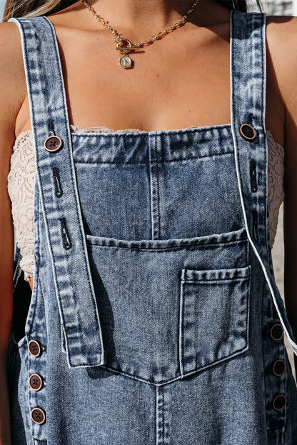 Steenblauwe bedroefde slabbetje zak wijd been denim in het algemeen
