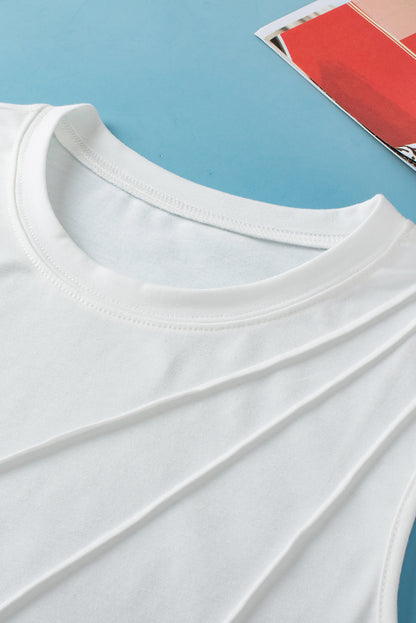 Witte geplooide tanktop met ronde hals