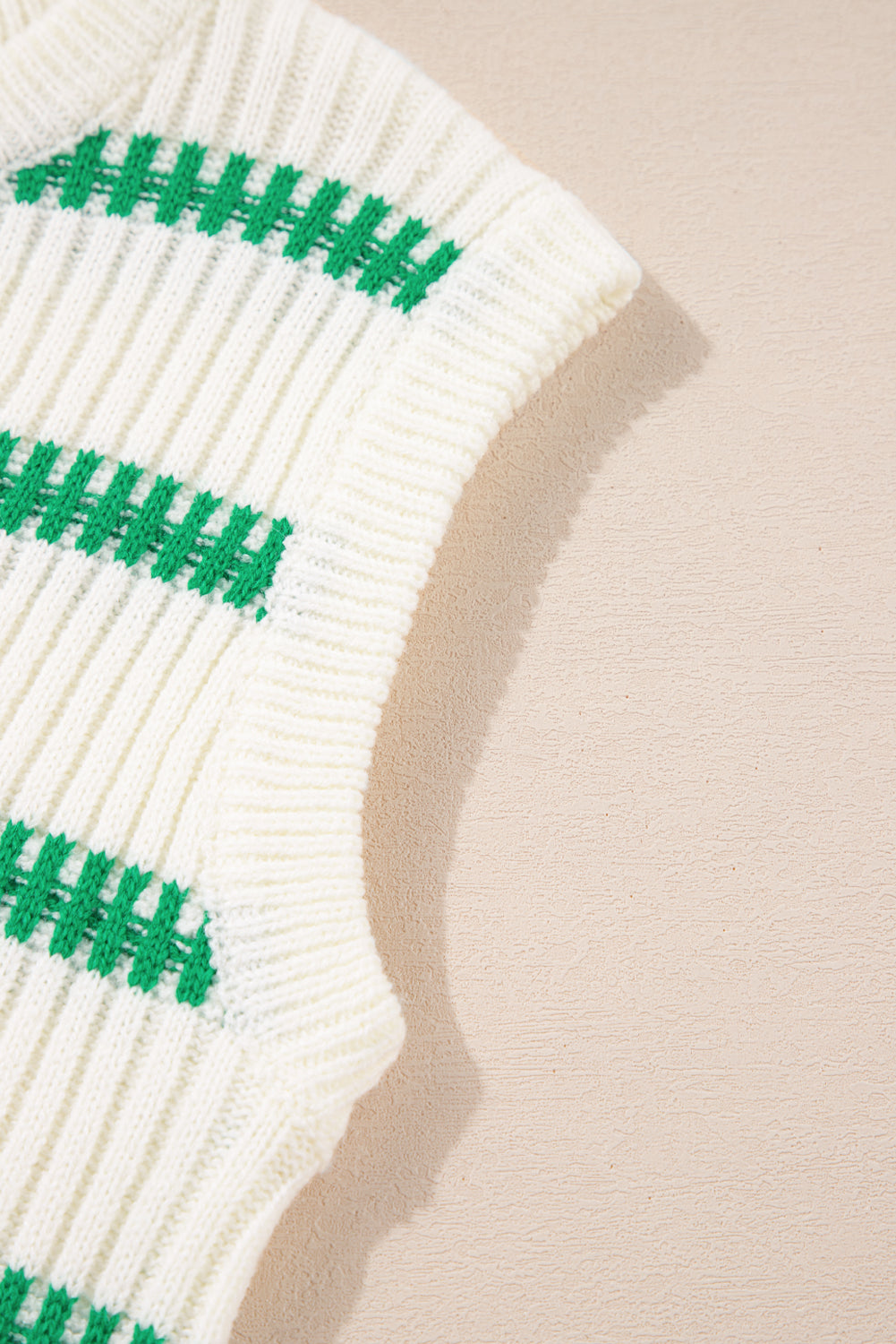 Heldergroen gestreepte ronde nek casual trui vest