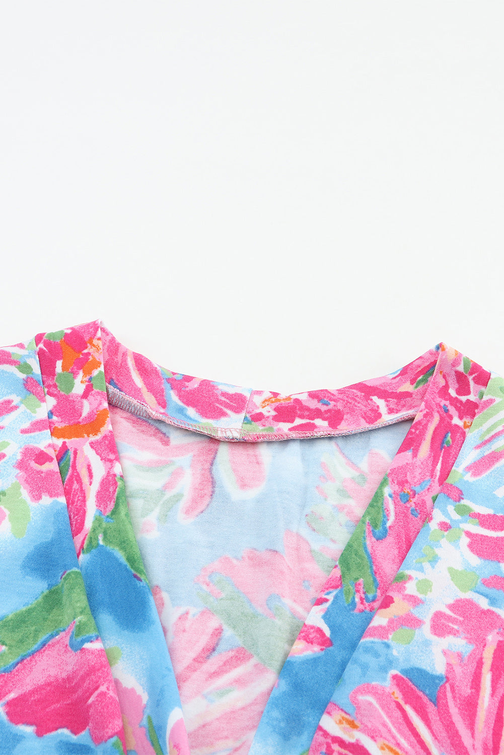 Roze bloemenprint vest met lange mouwen en knopen