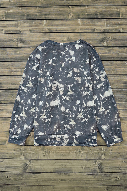Veelkleurige vintage gebleekte tie-dye top met lange mouwen