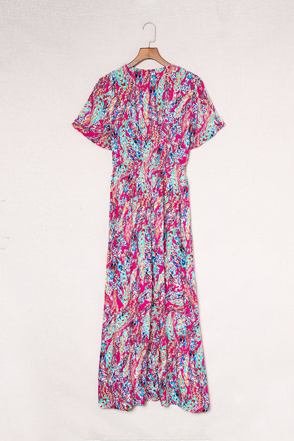 Wrap v nek bloemen maxi jurk