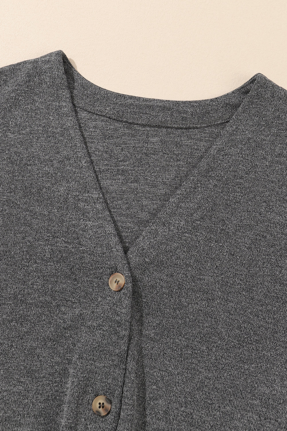 Gray Heather Knit Pocketed Button Front Cardigan