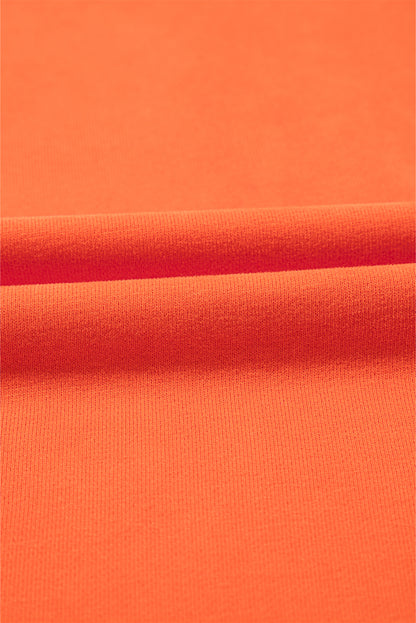 Orange Solid Kangaroo Pocket Half Zipper Oversized Hoodie