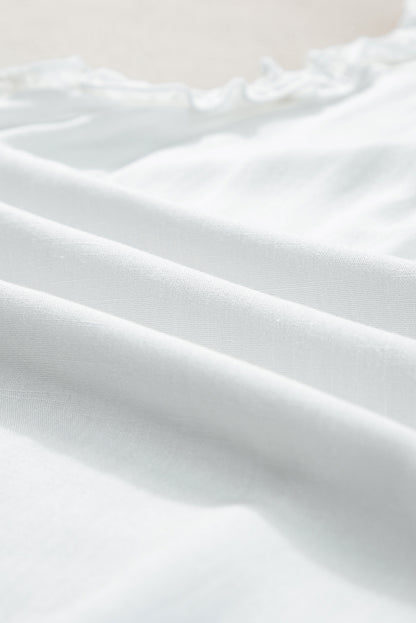 Witte tanktop met splithals en ruches