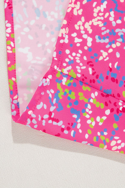 Bonbon Babydoll-blouse met abstracte print en kraag met V-hals