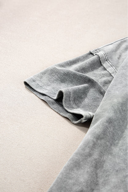 Filippijns grijs mineraal gewassen oversized T-shirt met zichtbare naad en verlaagde schouder