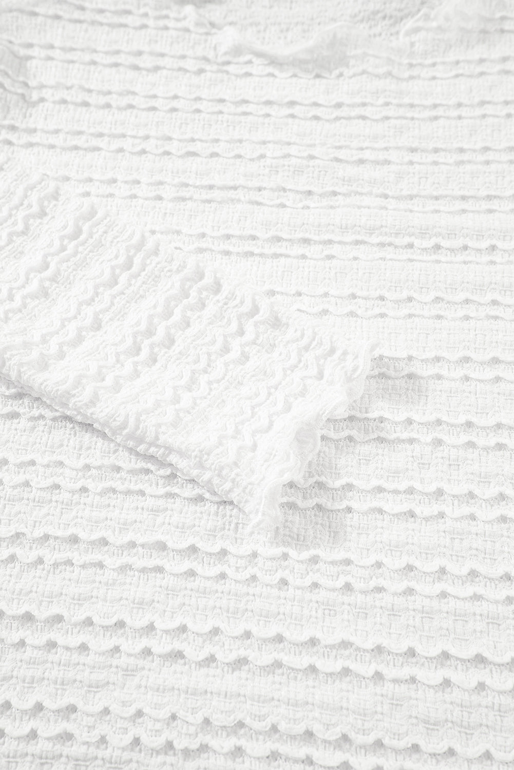 Witte gebreide jacquard slim-fit top