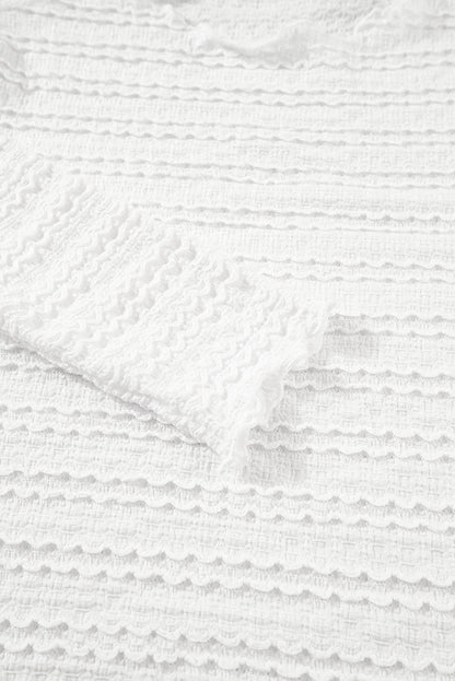 Witte gebreide jacquard slim-fit top