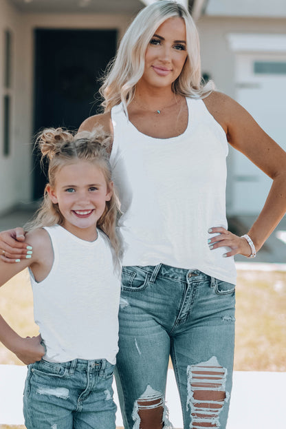 Witte basic effen tanktop met ronde hals