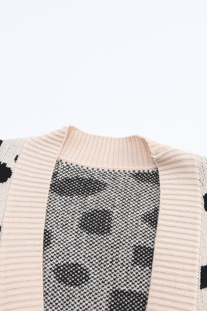 Leopard  Animal Spotted Pattern Open Front Cardigan