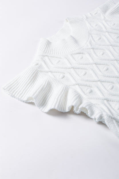 Wit getextureerd gegolfd gebreid vest met nephals