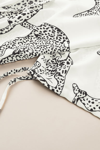 Witte Cheetah-print losse pasvorm open voorkant kimono