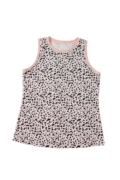 Tanktop met ronde hals en luipaardprint