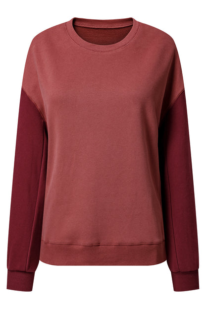 Gold Flame Two Tone Patchwork Drop Shoulder Pullover Sweatshirt