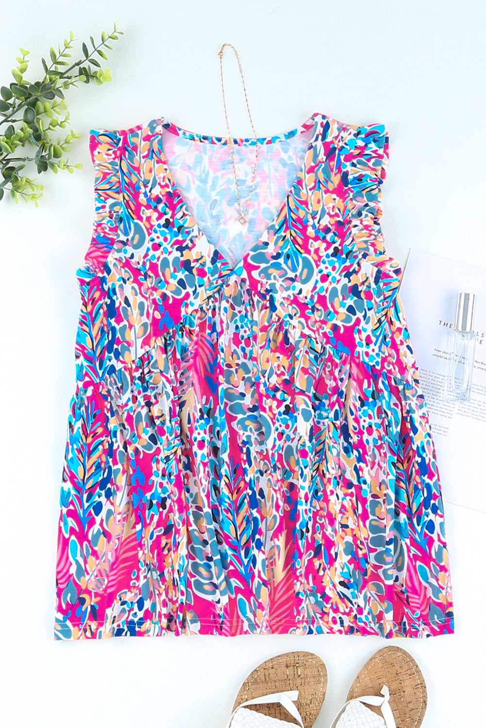Tanktop met V-hals en Boho-patroonprint