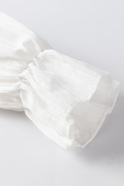 Witte blouse met ruches en rimpelige bubbelmouwen met ruches