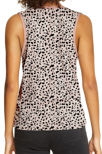 Tanktop met ronde hals en luipaardprint