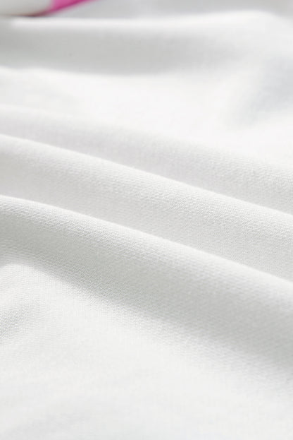 T-shirtjurk met witte strepen en colorblock-patchwork met korte mouwen