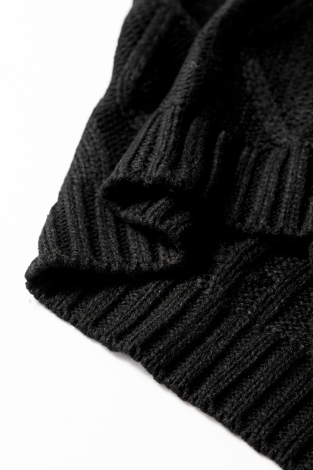 Zwarte kabel gebreide kleurblok satijn bowknot short mouw trui