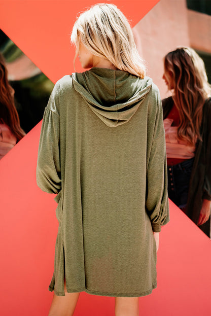 Guacamole Groene Capuchon Zijsplit Open Cardigan met Zak
