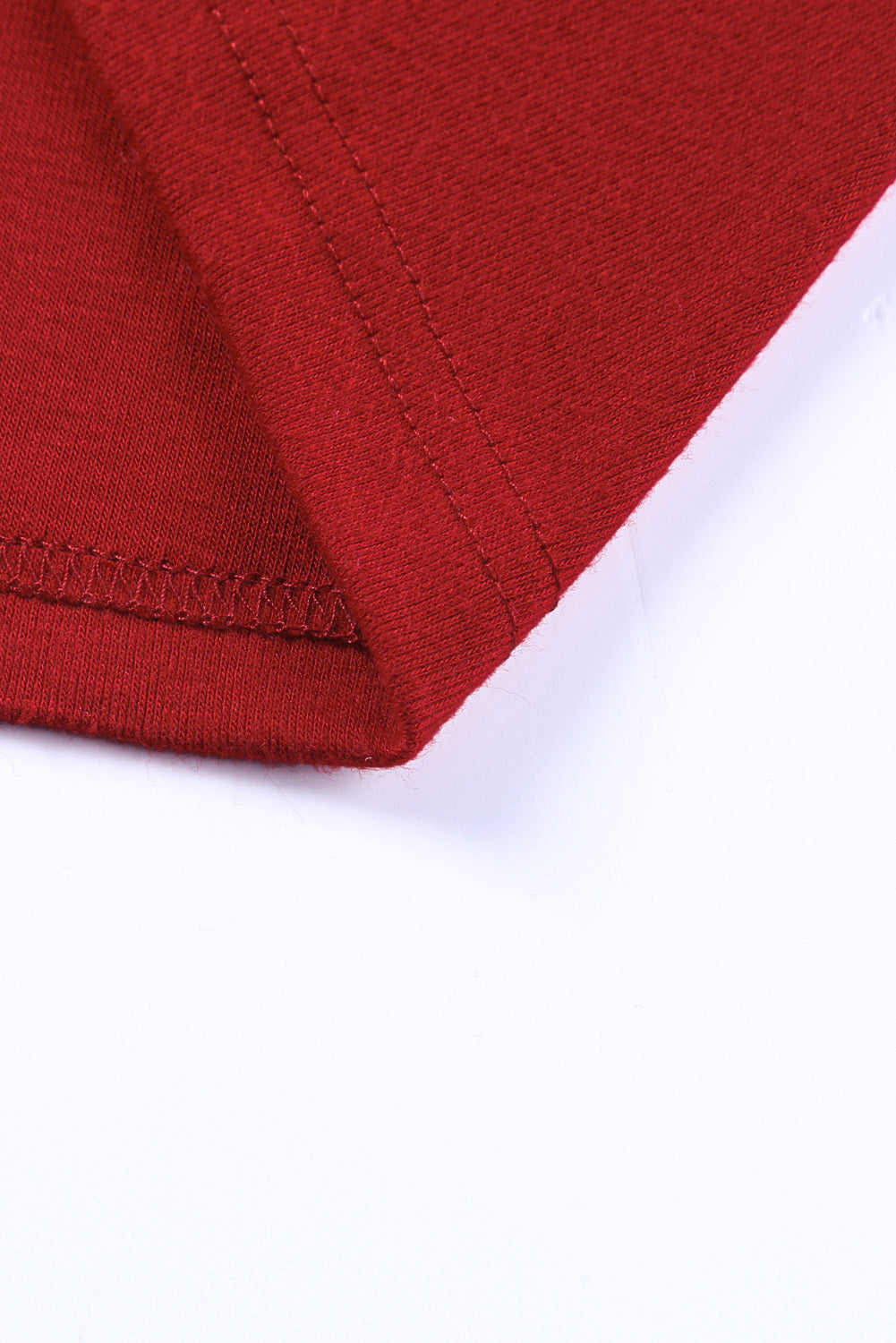 Rode effen kleur patchwork top met lange mouwen