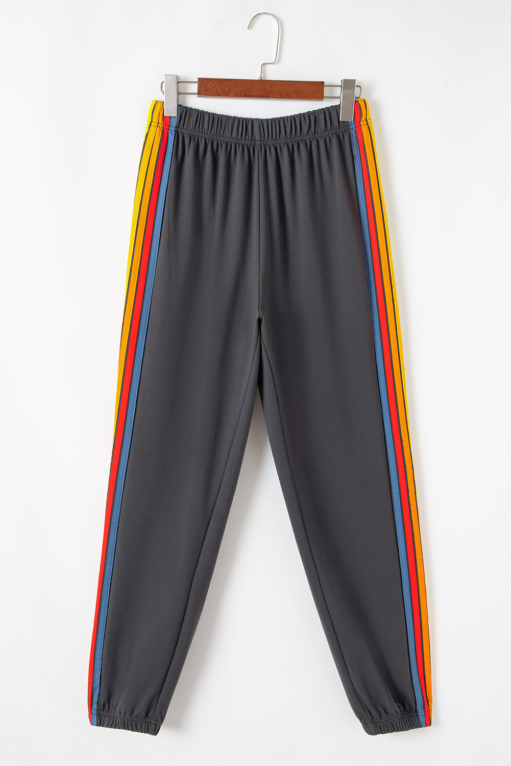 Donkergrijs tellende regenbogen hoge taille trainingsbroek