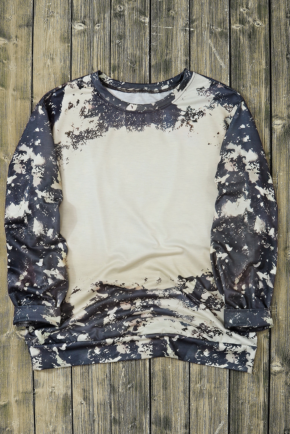 Veelkleurige vintage gebleekte tie-dye top met lange mouwen
