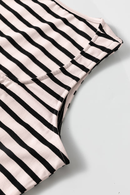 Wit gestreepte mouwloze maxi-jurk met knoopsluiting