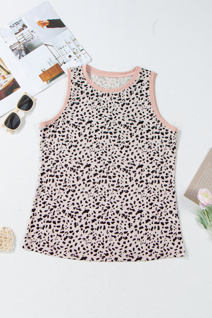 Tanktop met ronde hals en luipaardprint