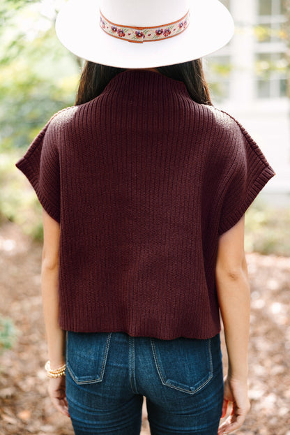 Beau Blue Patch Pocket geribbeld gebreide trui met korte mouwen