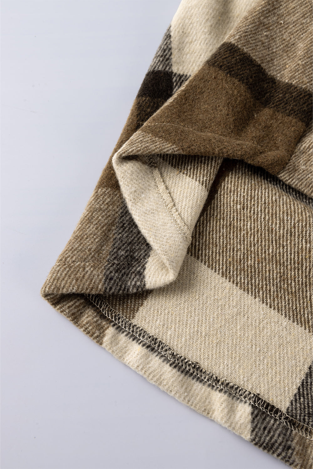 Perkament contrasterende geruite patchwork klepzak-shacket