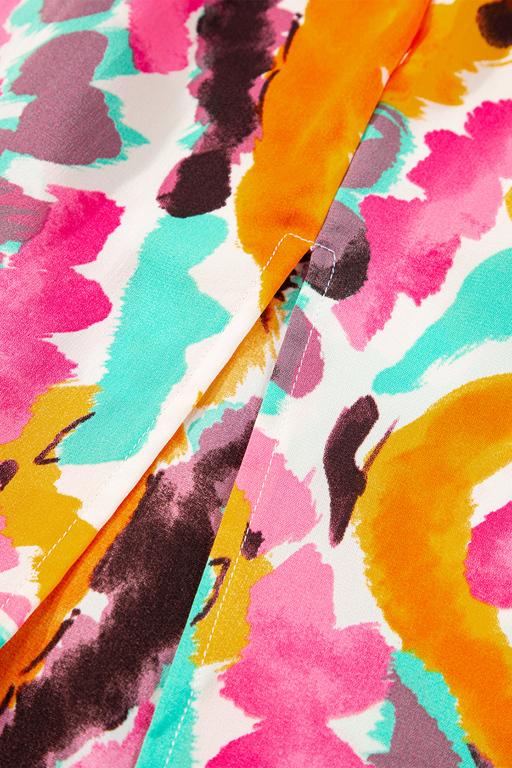 Roze maxi-jurk met boho tie-dye print en V-hals