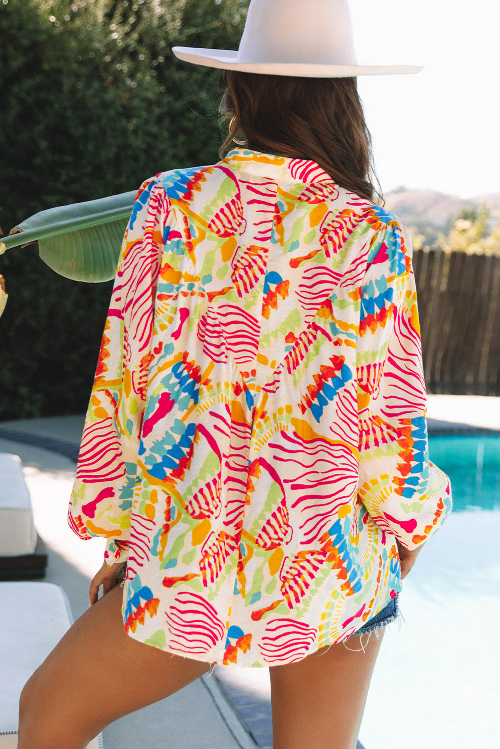 Oranje abstract bedrukt hoog met lage oversized shirt