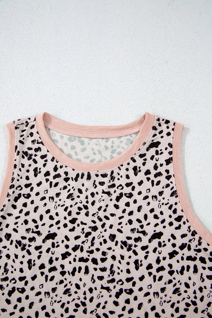 Tanktop met ronde hals en luipaardprint