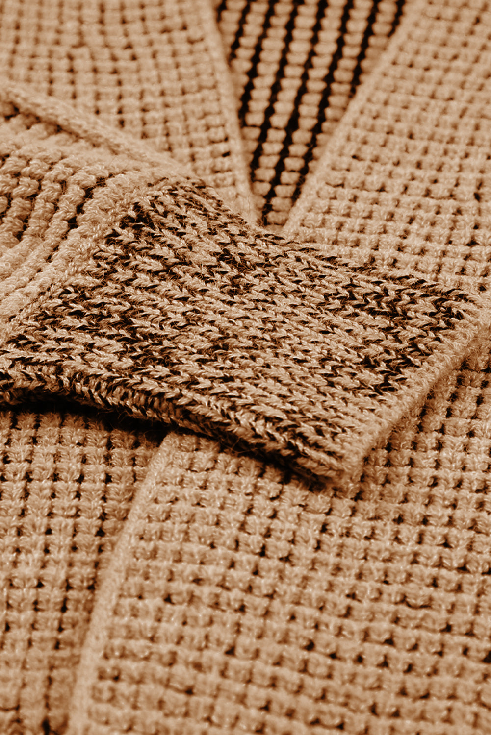 Bruine dikke wafel gebreide oversized kraag vest